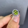 Cluster Rings Peridot Silver 925 For Women Anniversary Gift 6 8MM Natural Green Gemstones Luxury Fine Jewelry Real Sterling