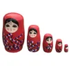 Dolls 5 Layer Matryoshka Painted Doll Handmade Color Paint Wooden Russian Nesting Doll 230612