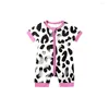 Ensembles de vêtements Design bébé combinaison fermeture éclair Type né rampant costume imprimé léopard et vache Boutique en gros