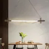 Lampes suspendues Lampe en cuivre nordique pour salle à manger Creative Long Lights Living Decor Acrylique Shade Suspension Led Dimmable
