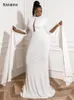 Robes grande taille Tosheiny Taille Super Long Slip Sleeve Robe de bal Taille haute Étage Longueur Blanc Découpe Soirée 230613