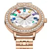 Relógios de pulso 2023 relógio feminino em forma de ling vidro lapidado Gypsophila simples moda presente ouro rosa diamante britânico