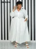 Artı boyutu elbiseler cm.yaya vintage boyutu kadınlar tek göğüslü yaka yaka uzun kollu büyük salıncak gömlek moda maxi smock elbise vestidos 230613