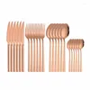 Dinnerware Sets Fork Gold Stainless Steel Cutlery Set Luxury Kitchen Tableware Mirror Spoon Knive 24Pcs Dinner Drop