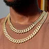 Strands Hip Hop 14 mm Rhombus Cuban Link Naszyjniki dla mężczyzn kobiety 14 -karatowe złoto Planeczowe metalowe prezenty biżuteria Dropshipping 230613