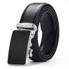 Bälten herr mode tillbehör märke Hight Quality Real Leather Automatic Buckles Black Waistband för manlig försäljning