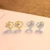 Coreano Nuevo Romántico Lindo Corazón Stud Pendientes Mujeres Marca de lujo s925 Pendientes de plata Mujer encantadora 3A Pendientes de circón Joyería de gama alta Regalo del día de San Valentín