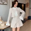 Two Piece Dress High Quality Women Autumn Winter 3 Piece Sets Lady Fashion Elegant Slim Coat Skirt Shirt Threepiece Suit Tweed Sets