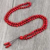 Strand Bracciale annodato a mano di alta qualità 6mm 108 perline Mala Collana di preghiera in pietra rossa Buddista Buddha Uomo Donna Bracciali Gioielli