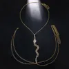 Other Fashion Accessories Sexy Charm Snake Green Crystal Belly Waist Chain With Neck Chest Body Jewelry Necklace For Women Festival Clothing 230613