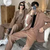 Men's Suits Blazers Men Women 2 PCS Sets Couple Streetwear Fashion Business Casual Loose Office Jacket Pant Oversize 230613