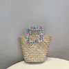 Donna 2023 Nuovo prodotto Netizen coreano Little Fresh Love Water Diamante intarsiato Borsa intrecciata in paglia Borsa a mano per cesto di verdure 230613