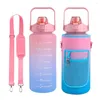 Water Bottles 2L Leakproof Cup Motivational Drinking Bottle With Time Marker Carrying Strap For Outdoor Climbing Hiking Exercising