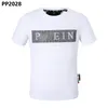 Phillip Plain Summer Men's T-shirt gorący diament drukarnia projektant mody Modka T-shirt TOP QP Letter Haft Hafdery Męskie Ubranie dla kobiet Krótkie T-shirt 2028