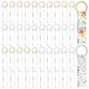 Nyckelringar 40pieces Blanks Song Chain Acrylic Keychains Blomma transparenta rektangelskivor med 30 -stycken Metal 230612