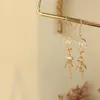 Dingle örhängen unika glas bollmanet för kvinnor söta hartspärlor handgjorda mode långa droppsmycken örhängen 2023