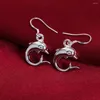 Kolczyki obręcze Charms 925 Sterling Silver Little Dolphin Drop for Women Fashion Party Wedding Biżuter