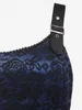 Plus size Dresses ROL Size Vintage Floral Lace Jacquard Buckled Straps Dress With Belt Deep Blue Fashion Party Holiday Vestidos 230612
