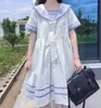 Feestjurken Zomer Witte Matroos Kraag Vrouwen Jurk 2023 Japan Stijl Sweet Lolita Kawaii Leuke Korte Mouw Zonnejurk Zacht meisje