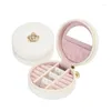 Jewelry Pouches Storage Box Round Zipper Organizer Ring Earrings Ear Stud Necklace Brace