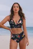 Maillots de bain pour femmes LW V Neck Ladder Trims Floral Imprimé Bikini Set Patchwork Floral ElegantRomantic Skinny Two Piece Vacation Lined Beachwear Z0613