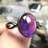 Cluster Ringe Top Natürliche Lila Amethyst Ring Für Frau Mann Schmuck Gesundheit Kristall Glück Quarz Oval Perlen Silber Stein Einstellbar