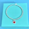 New Designer jewelry Fashion tag love heart bracelets T 925 sterling silver bracelet original classic beaded bracelet 4mm ball gold chain man women jewelry blue box