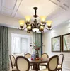 Chandeliers Vintage Black Metal Gold Deco Line Frosted Glass Lampshade Pendant Chandelier Living Room Bedroom Luminaire Lighting Fixture