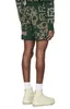 Rhude mäns shorts American High Street Sticked Hawaiian Flower Loose Cashew Flower Drawstring Woolen Green Mens and Women's Short