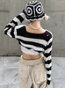 Women's Sweaters Y2K Sweater Long Sleeve Knit Crop Tops Grunge Fairy Gothic Vintage Loose Pullover Female Distressed Crochet Smock 230612