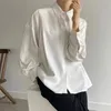 Camicie Komiyama Coreano Chic Design a pieghe sul retro Blusas Mujer Camicie casual allentate Camicette Risvolto Manica lunga Top Primavera Nuova camicia