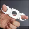 Cigar Accessories Stainless Steel Cutter Knife Portable Small Double Blades Scissors Metal Cut Devices Tools Smoking Dbc Drop Delive Dhgcr