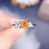 Кластерные кольца естественный настоящий желтый цитрин. Маленькое круглое кольцо на ювелирные изделия 5 5 мм 0,4CT Gemstone 925 Серебряное серебро.
