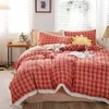 Ensembles de literie Mode Couleur Grille Maison Ensembles de Literie 34 PC Simple Couverture de Lit Housse de Couette Ensembles Reine King Size Couette Couvre Avec étui Z0612