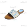 Tofflor Sommar Gummisandaler Strand WOODY FLAT MULE Linne Vit Svart Slide Mode Revor Inomhus Canvas Designerskor T230613