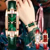 Wristwatches Douyin Small Green Watch Net Red Square Strap Diamond Women's Retro Fashion