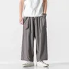 Men's Pants Chinese Style 2023 Linen Plus Size Casual Wide Male Harajuku Hakama Tai Chi Trousers Men Clothing Oversized Hanfu