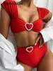 Maillots de bain pour femmes nouveau Sexy taille haute Bikini 2022 maillot de bain femme maillots de bain deux pièces Bikini ensemble avec ceinture baigneur maillot de bain nager V2315 Z0613