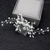 Headpieces Pearl Flower Bridal Hair Comb Rhinestones Luxury Wedding Accessory Women Party Vine Alloy Leaf Head Dress smycken