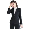 Женские штаны с двумя частями 2023 Осенние женщины модные мода Элегантные деловые костюмы женские формальные пиджаки рубашки.