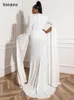 Robes grande taille Tosheiny Taille Super Long Slip Sleeve Robe de bal Taille haute Étage Longueur Blanc Découpe Soirée 230613