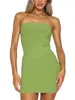 Deux pièces robe sexy jupe ensembles pour femmes sans manches Crop Tube Tops taille haute Mini ensemble été Y2k 2 pièces tenues (vert XL)