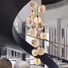Chandeliers Led Art Chandelier Pendant Lamp Light Luxury Marble Crystal Staircase Living Room Modern Round Hanging Fixture Villa Long Spaces