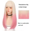 Lace Wigs HOUYAN Lang steil haar synthetische pruik meisje roze wit gradiënt pony cosplay Lolita party hittebestendige pruiken Z0613