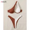 Women's Swimwear Sexy One Shoulder Bikinis Swimsuits Cut Out Women Swimwear 2023 Underwire Biquini High Cut Bathing Suit Push Up Beach Bikini Set Z0613