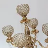 Groothandel Luxe woondecoratie kristal gouden kandelaar 5 armen voor huwelijksceremonie tafel sliver kandelaar centerpieces