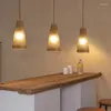 Lámparas colgantes Tejido de ratán Lámpara de tubo largo Sala de té Restaurante Bar BB El Lámpara de noche E27 Decoración para el hogar