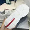 Lady Designer Casual Shoes Triangle Thick Sole Double Wheel Nylon Sneakers Women White Canvas Luxury Low Leather Shoes 040T