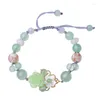 Charm Bracelets Original Exquisite Light Green Crystal Synthetic Flower Bracelet Statement Golden Sand Coloured Glaze Personal