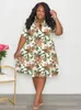 Plus size Jurken Wmstar Size Zomer Dresse Bloemen Gedrukt Elegante Casual Leuke Baljurk Shirts Mini Jurk Groothandel Drop 230612